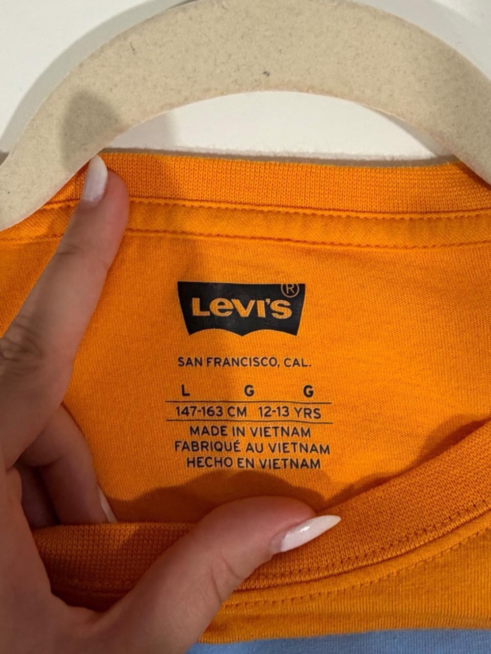 Levi's Orange Long Sleeve Tee with Blue Mountain Graphic and Red Logo - Picture 5 of 5